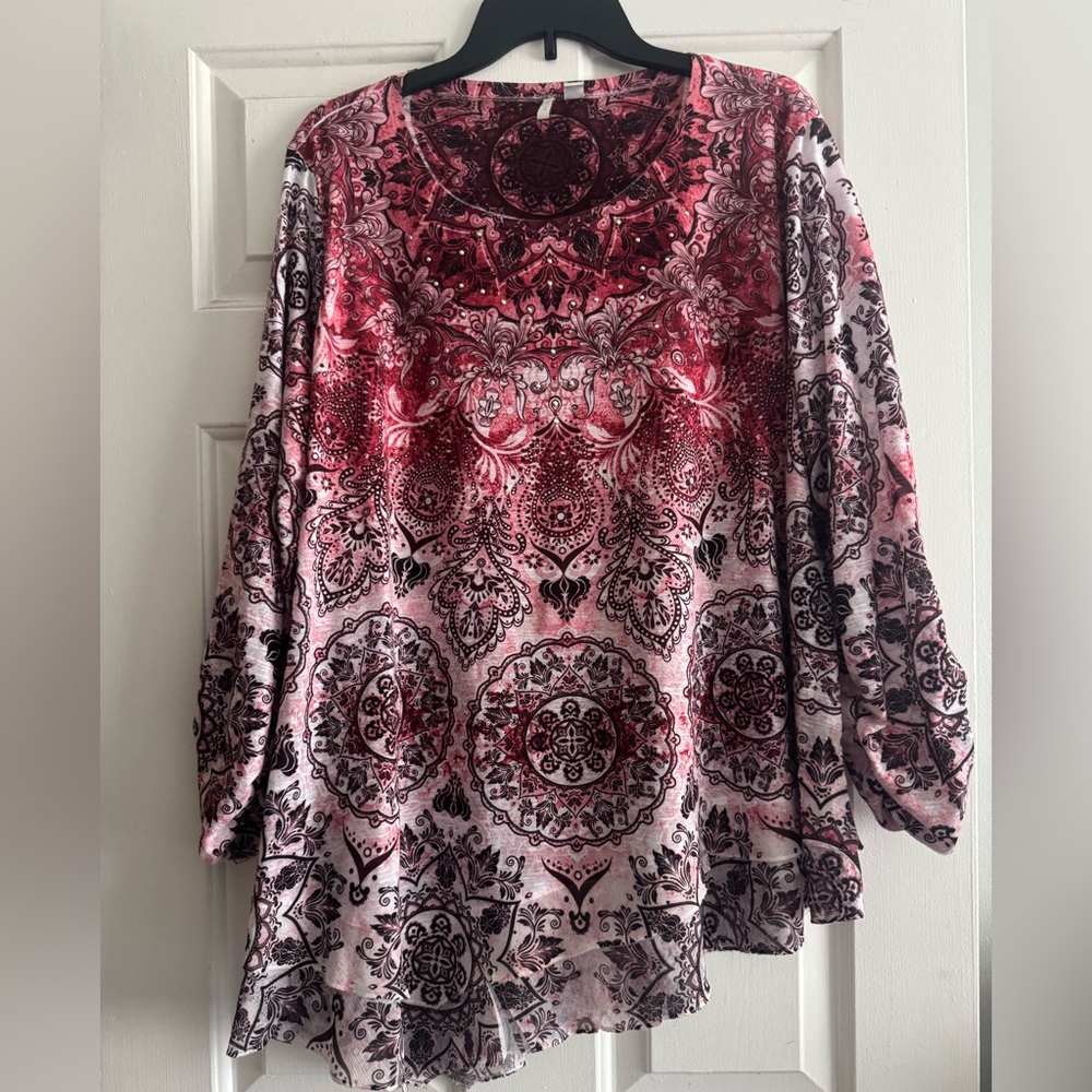Elegant Red and Black Paisley Blouse